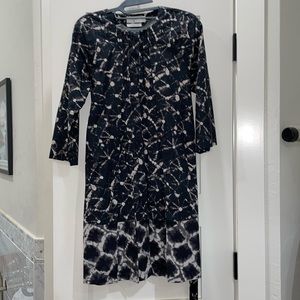 thakoon x target batik print black and white abstract button down belted dress